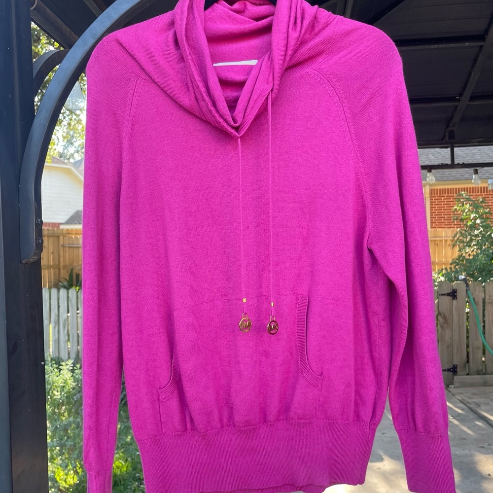 Michael Kors Fuchsia Cowl Neck Sweater with pocket